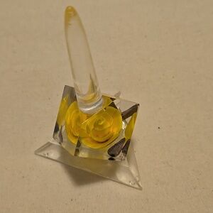 Acrylic Vintage Ring Holder with Encased Yellow Rose Beautiful Condition